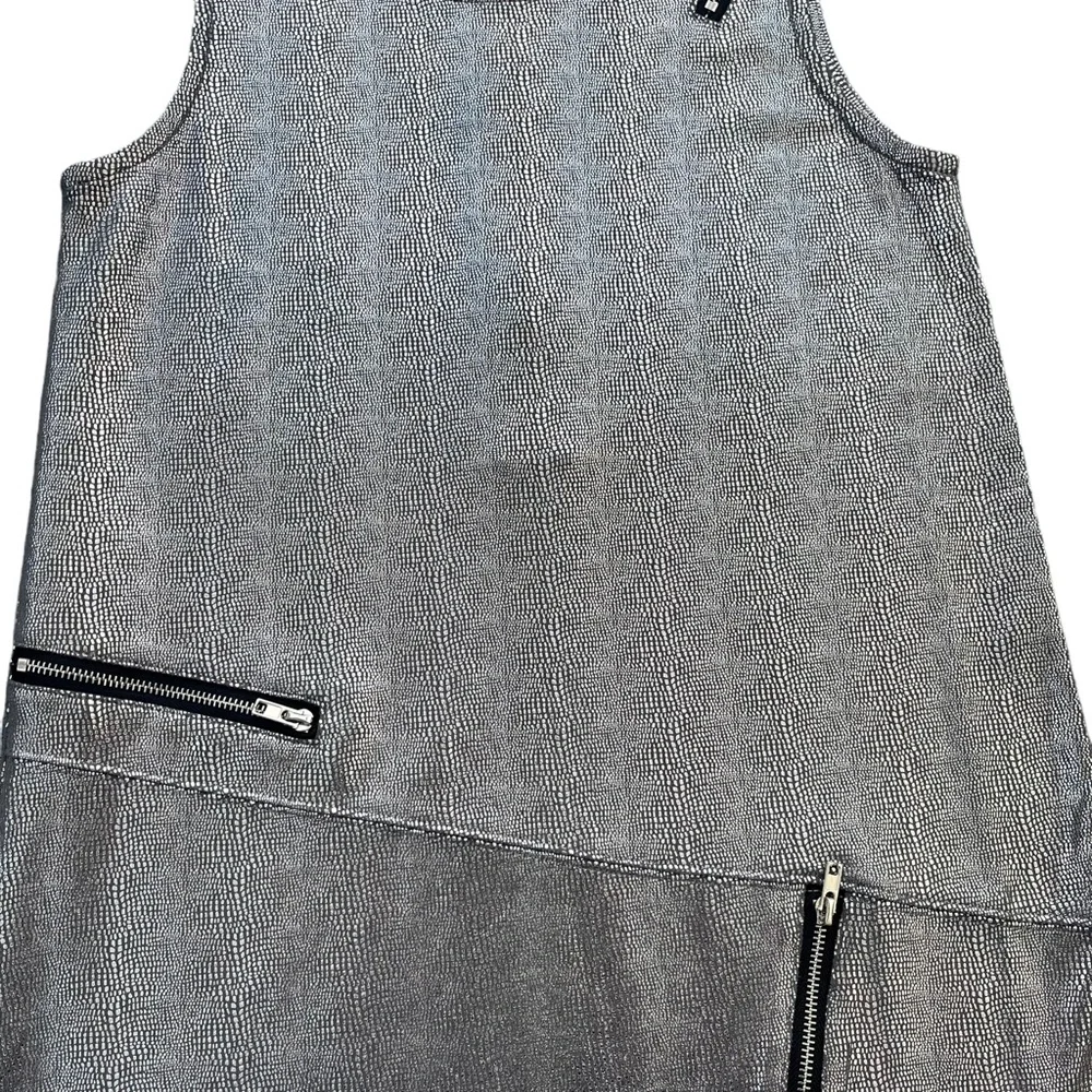 Mia New York Girl’s Size Large‎ Silver Metallic Zip Detail Snakeskin Print Dress